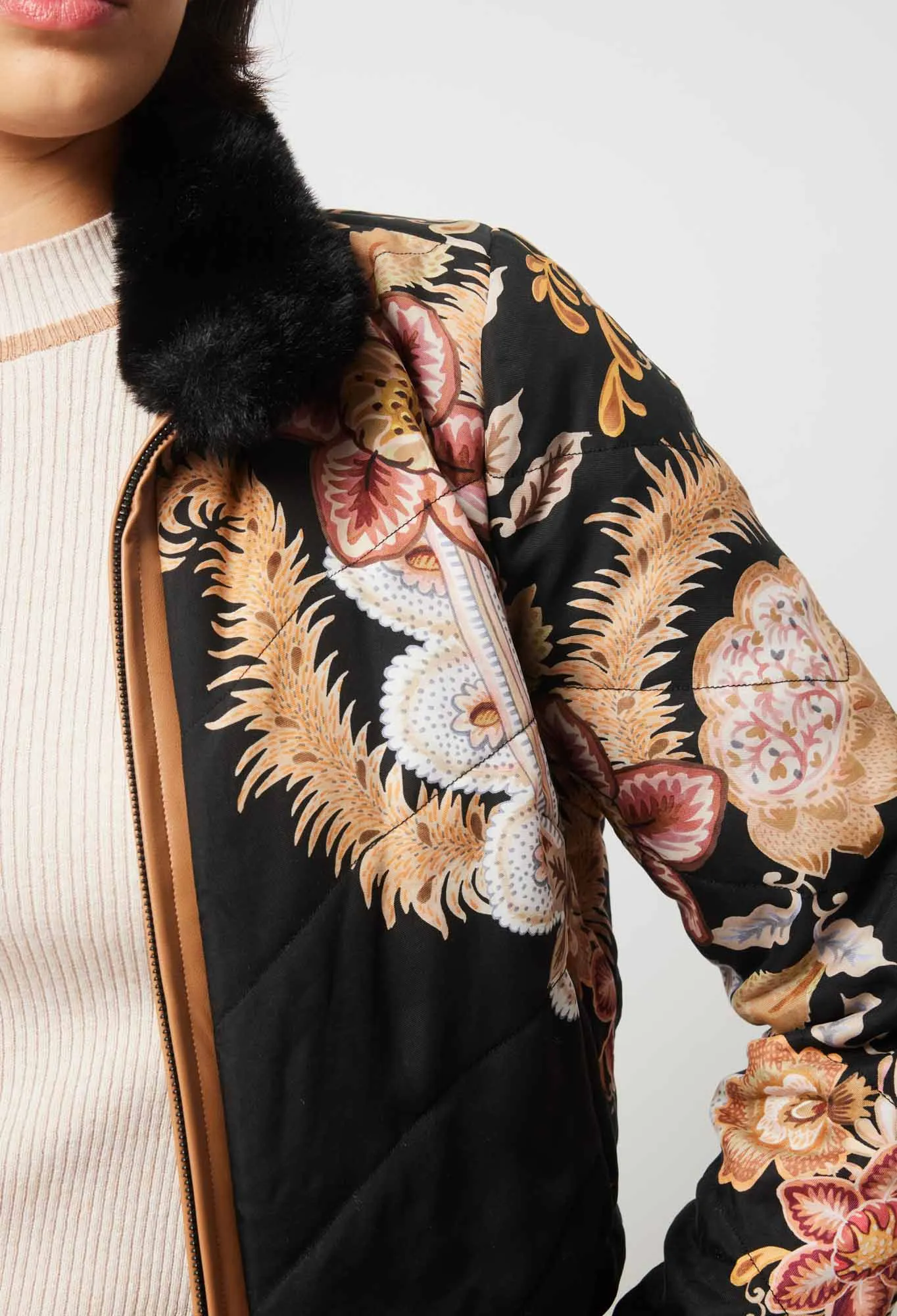 Oncewas II EMPRESS Replacement Print Bomber Jacket - Dragon Flower print