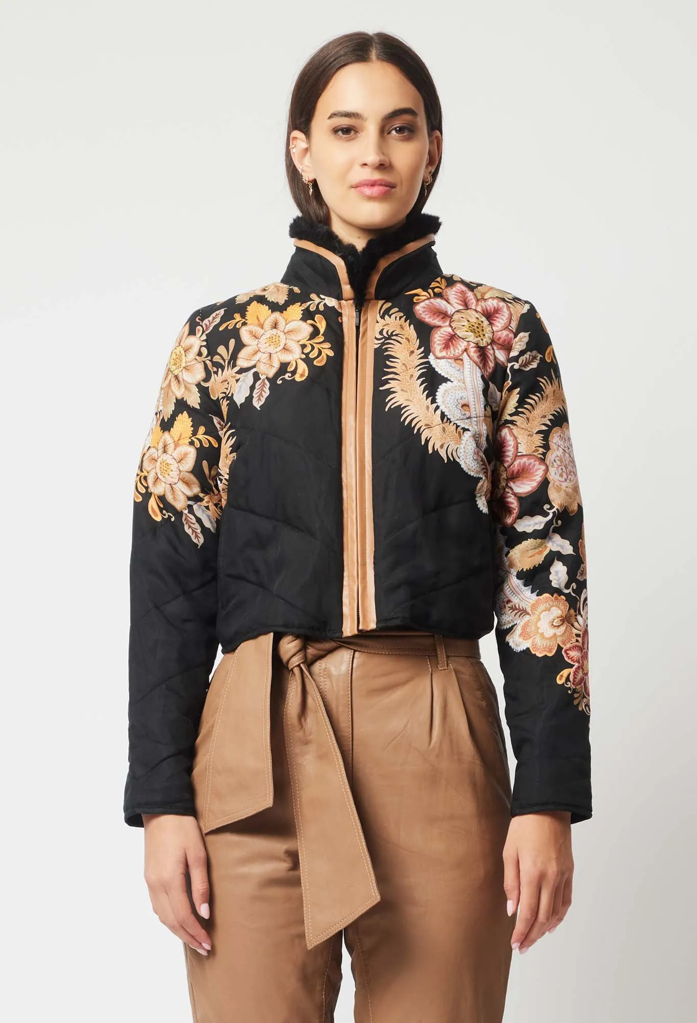 Oncewas II EMPRESS Replacement Print Bomber Jacket - Dragon Flower print