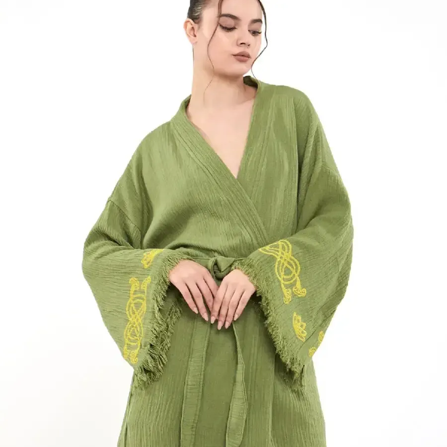 Organic Cotton Kimono. Lotus Eye Kimono, Long Kaftan Kimono