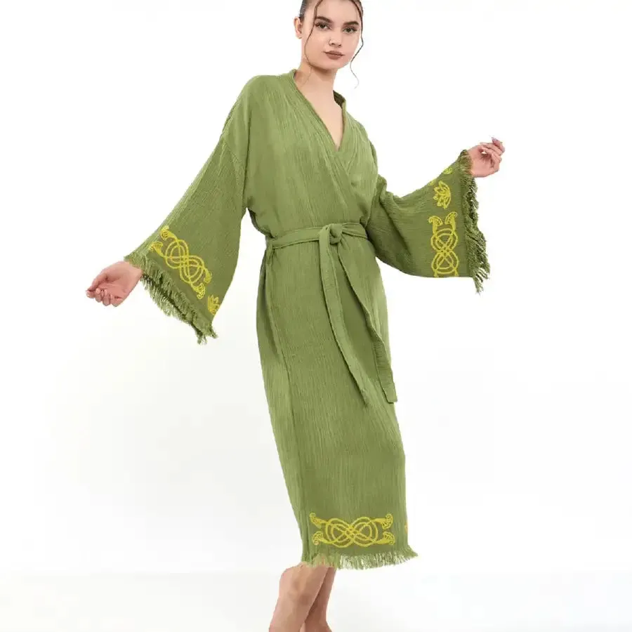 Organic Cotton Kimono. Lotus Eye Kimono, Long Kaftan Kimono