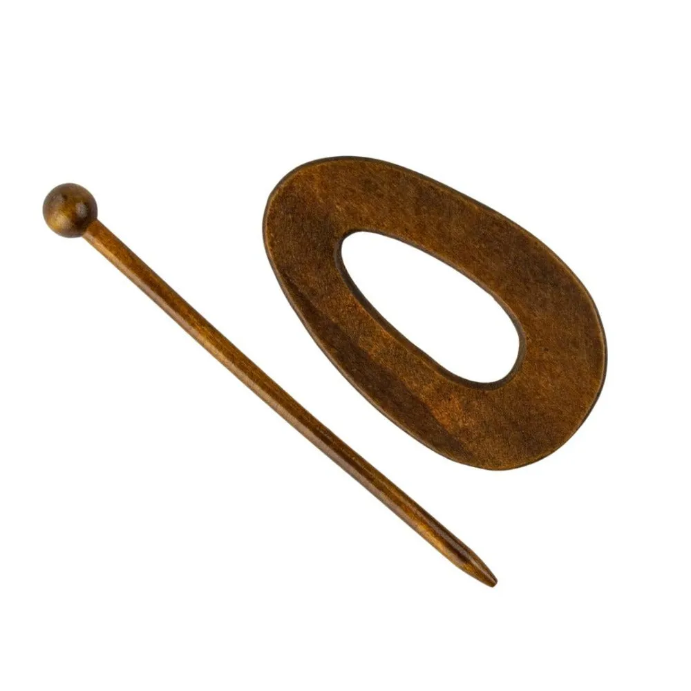Oval 85mm Asymmetric Timber Shawl Pin