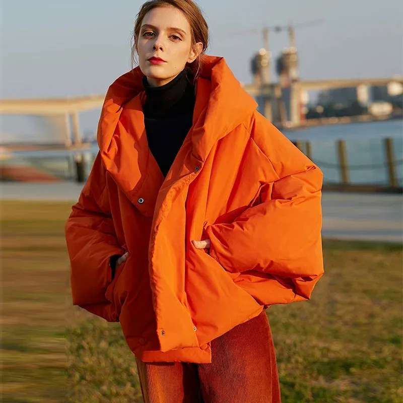 Oversized Orange Puffer Jacket