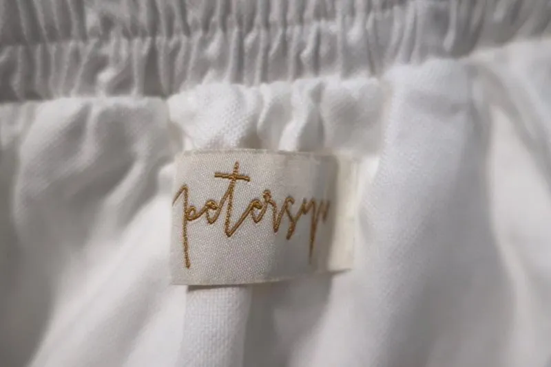 Petersyn Off the Shoulder Top Skye White Ruffled Cotton Size Small