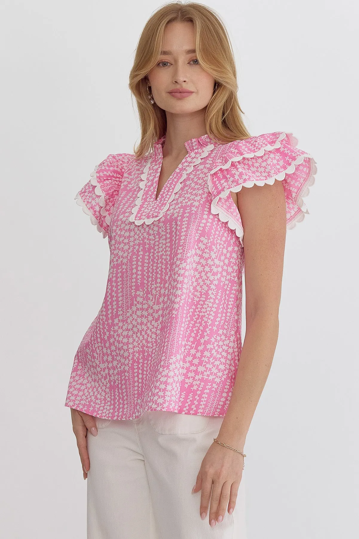 Pink Scallop Top