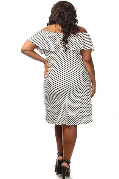 Plus Size Glam Ruffled Off The Shoulder Dress