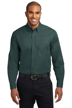 Port Authority Extended Size Long Sleeve Easy Care Shirt S608ES Dark Green/ Navy
