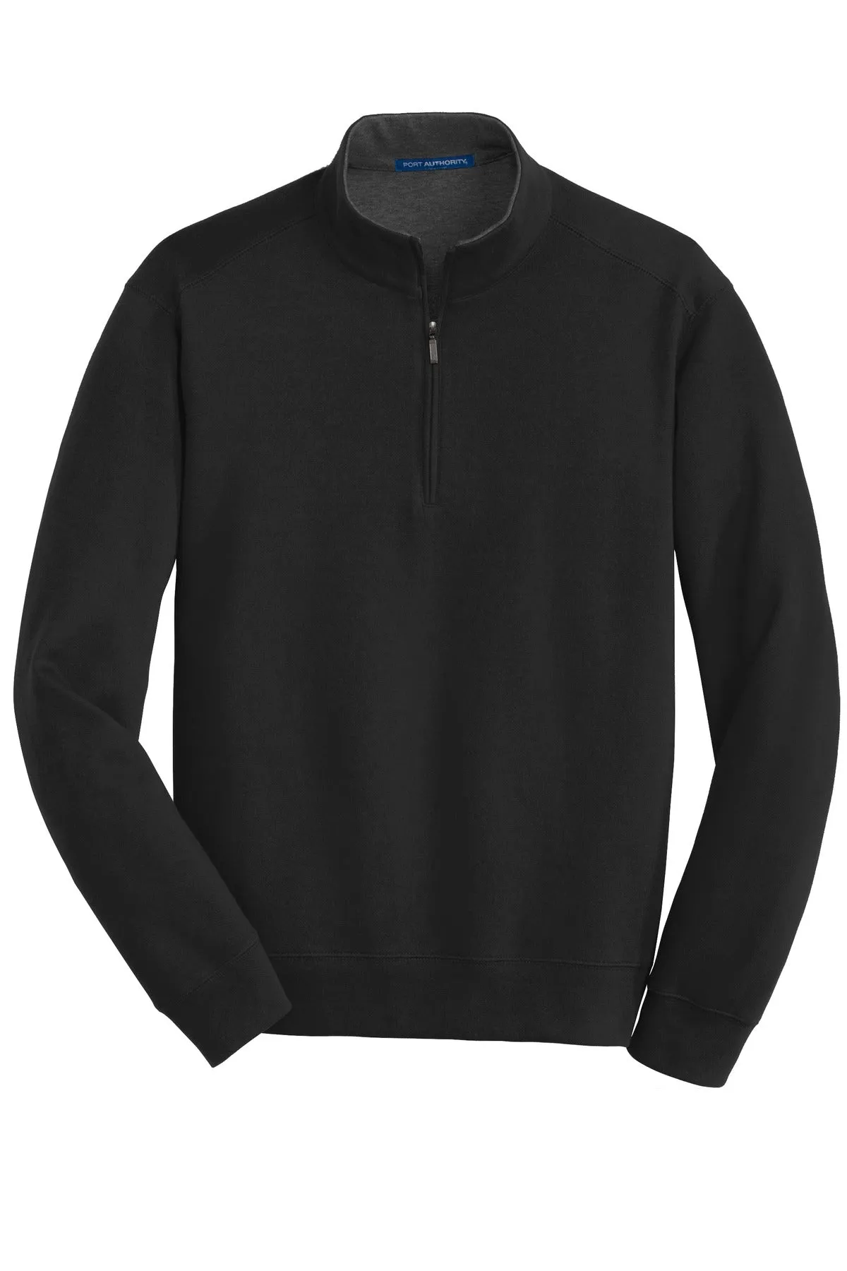 Port Authority Interlock 1/4-Zip. K807 Deep Black/ Charcoal Heather