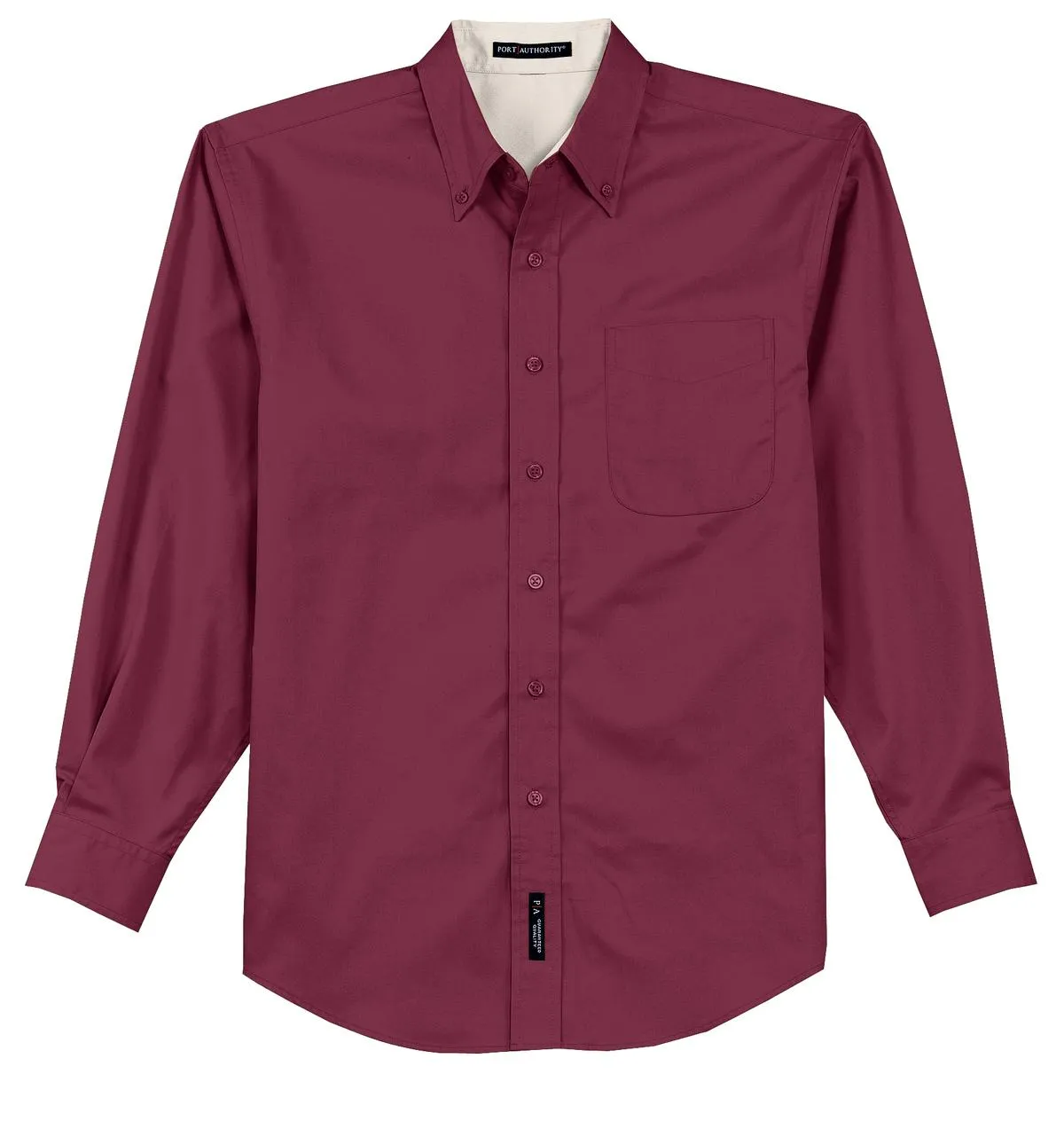 Port Authority Long Sleeve Easy Care Shirt S608 Burgundy/ Light Stone
