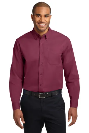 Port Authority Long Sleeve Easy Care Shirt S608 Burgundy/ Light Stone