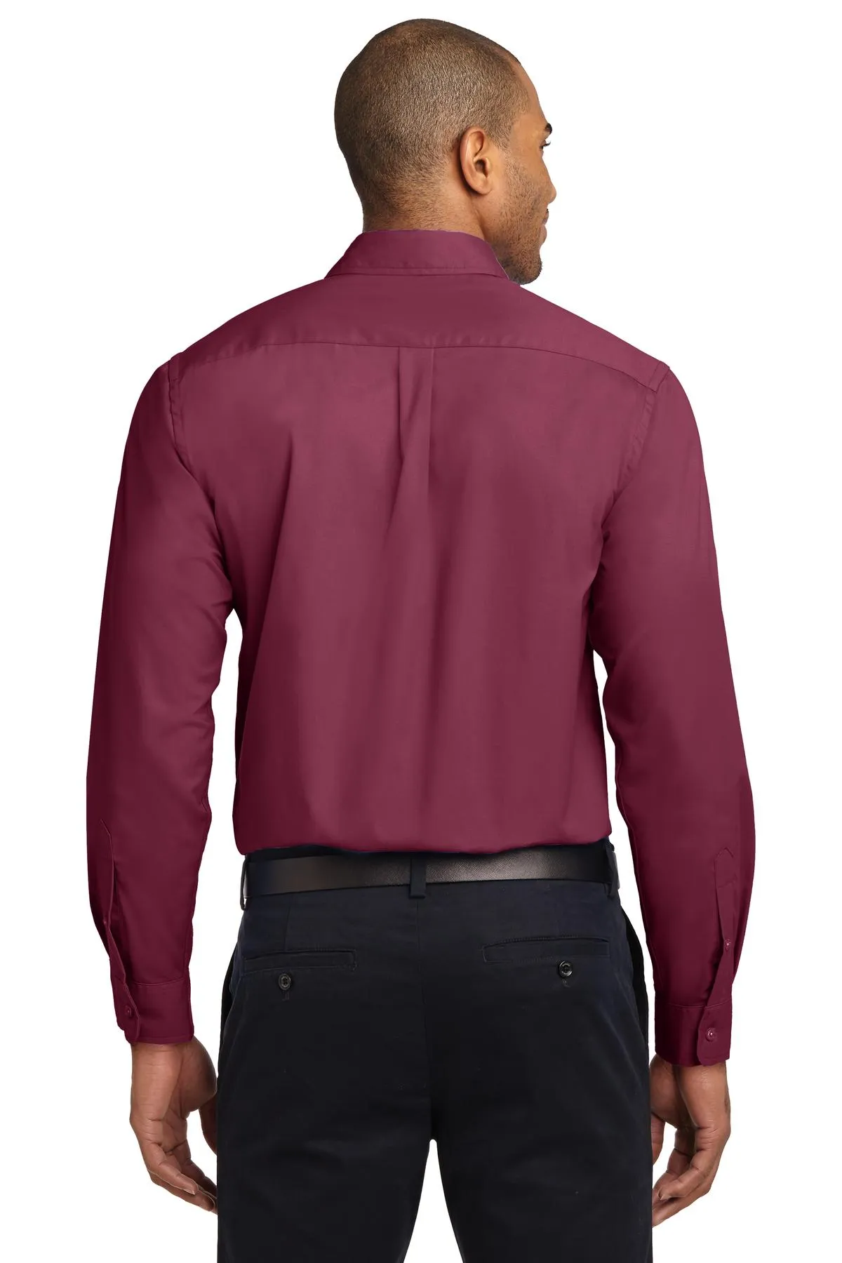 Port Authority Long Sleeve Easy Care Shirt S608 Burgundy/ Light Stone
