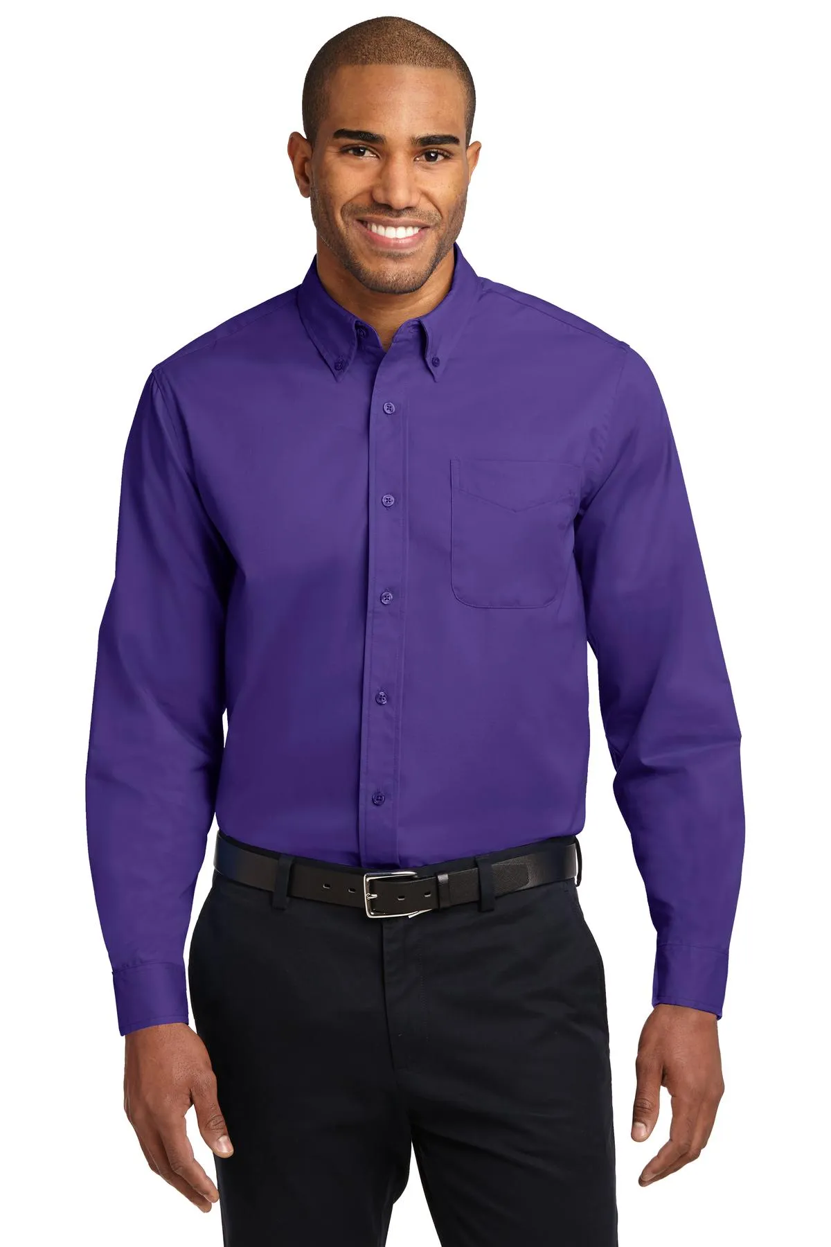 Port Authority Long Sleeve Easy Care Shirt S608 Purple/ Light Stone
