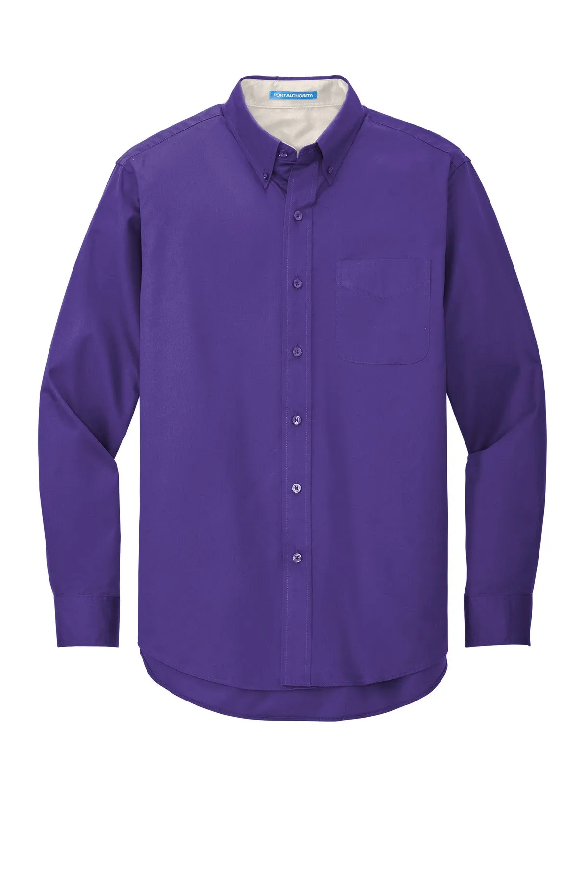 Port Authority Long Sleeve Easy Care Shirt S608 Purple/ Light Stone