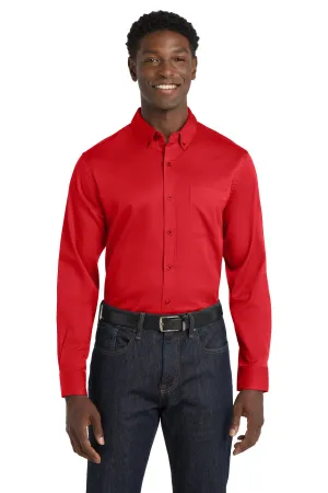 Port Authority Long Sleeve SuperPro React Twill Shirt. W808 Rich Red