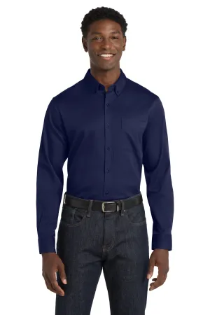 Port Authority Long Sleeve SuperPro React Twill Shirt. W808 True Navy