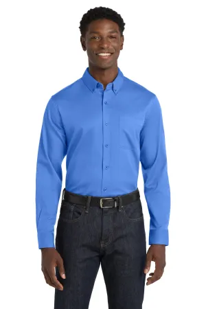 Port Authority Long Sleeve SuperPro React Twill Shirt. W808 Ultramarine Blue