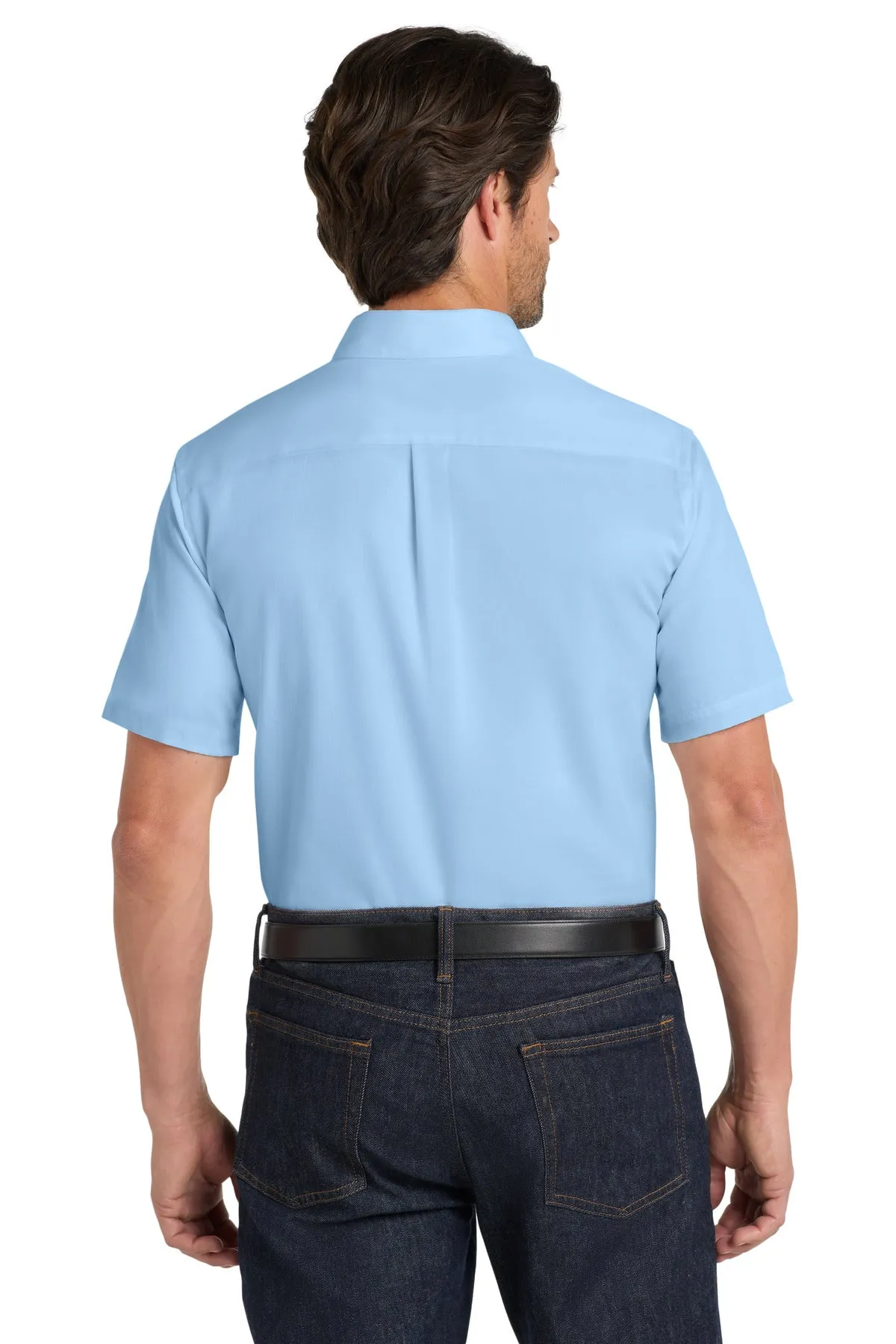 Port Authority Short Sleeve SuperPro React Twill Shirt. W809 Cloud Blue