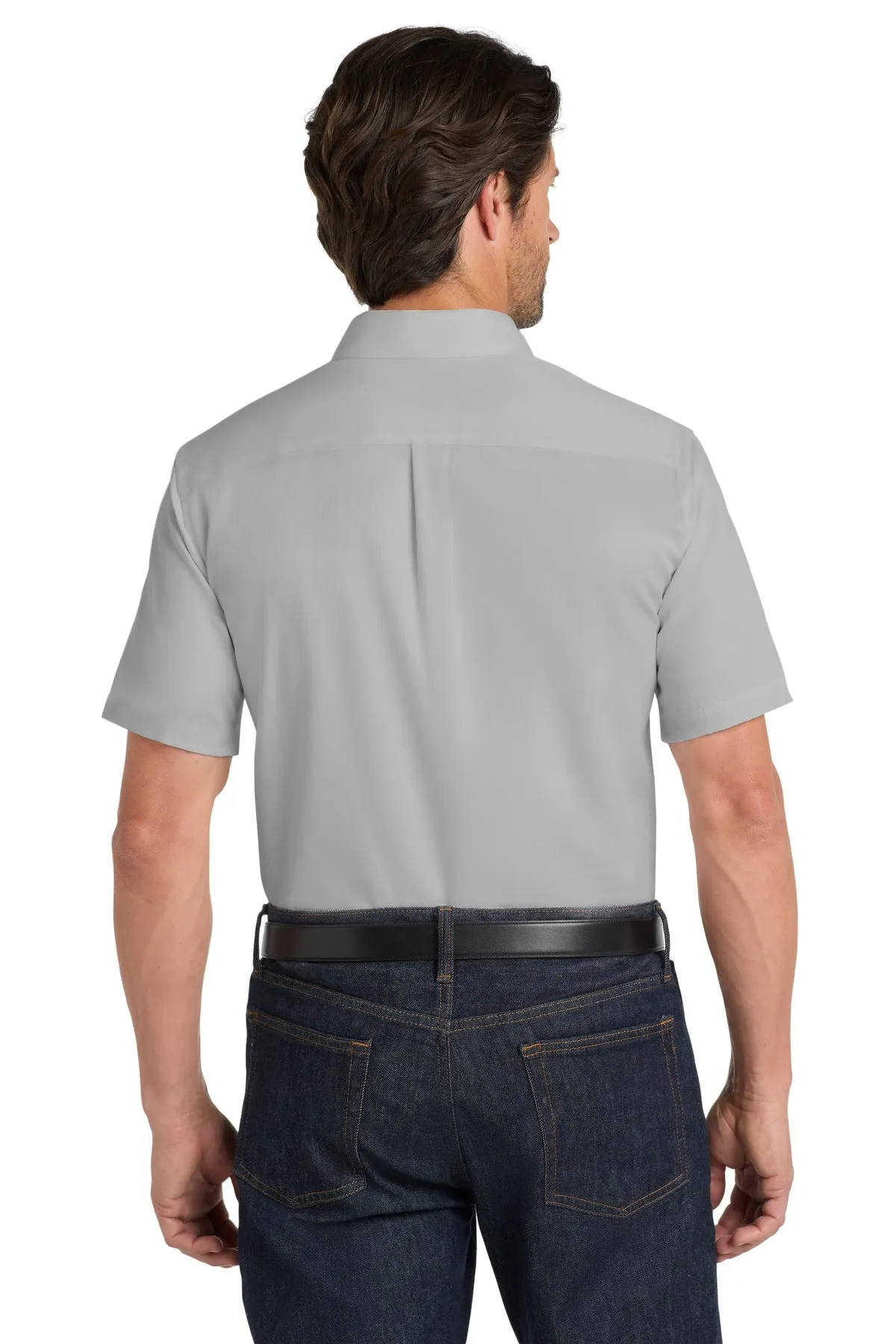 Port Authority Short Sleeve SuperPro React Twill Shirt. W809 Gusty Grey