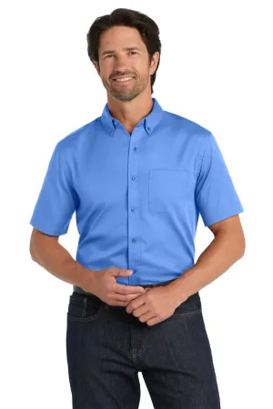 Port Authority Short Sleeve SuperPro React Twill Shirt. W809 Ultramarine Blue