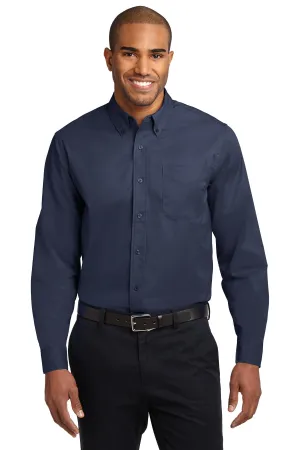 Port Authority Tall Long Sleeve Easy Care Shirt.  TLS608 Navy/ Light Stone Tall