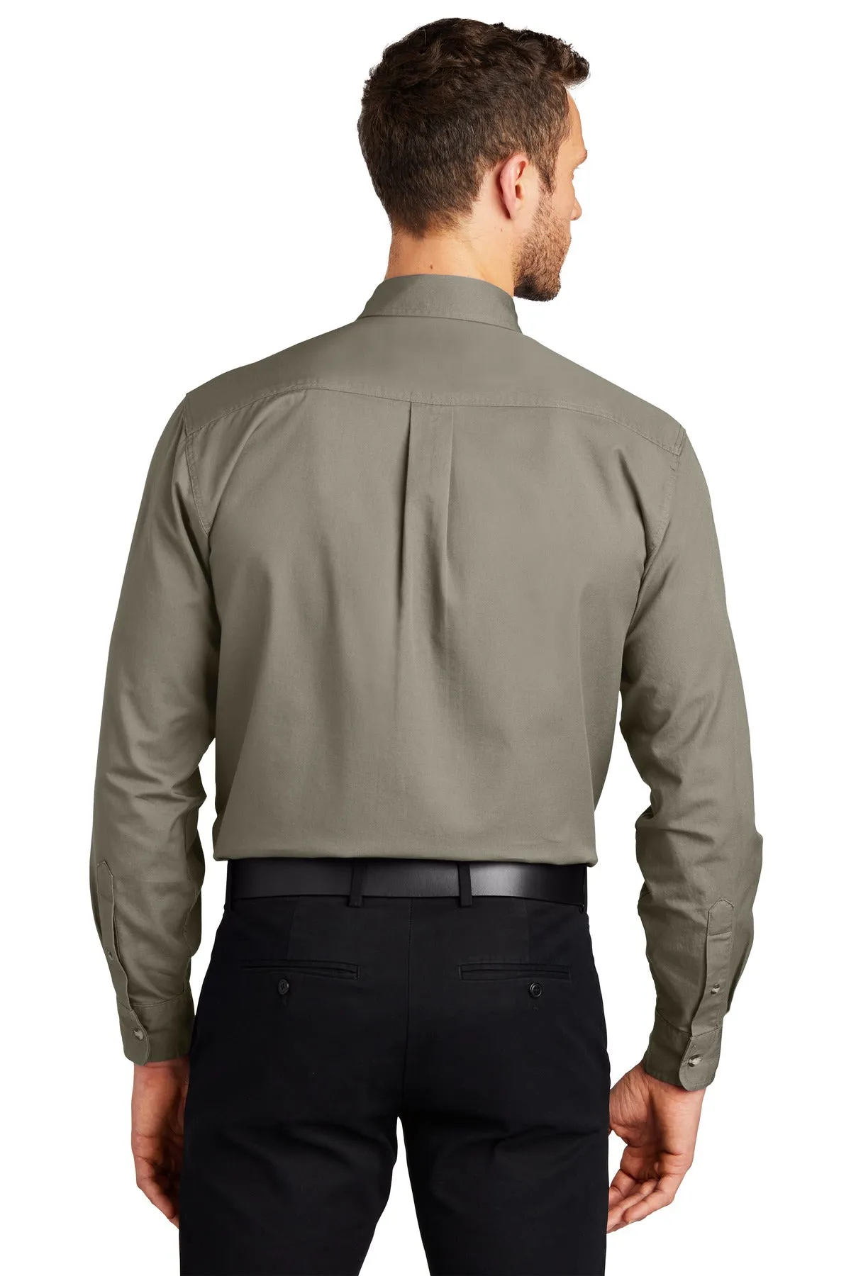 Port Authority Tall Long Sleeve Twill Shirt.  TLS600T Khaki Tall