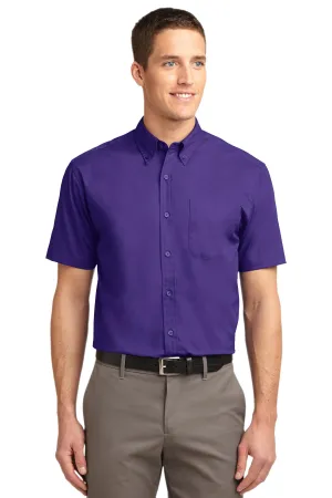 Port Authority Tall Short Sleeve Easy Care Shirt. TLS508 Purple/ Light Stone Tall