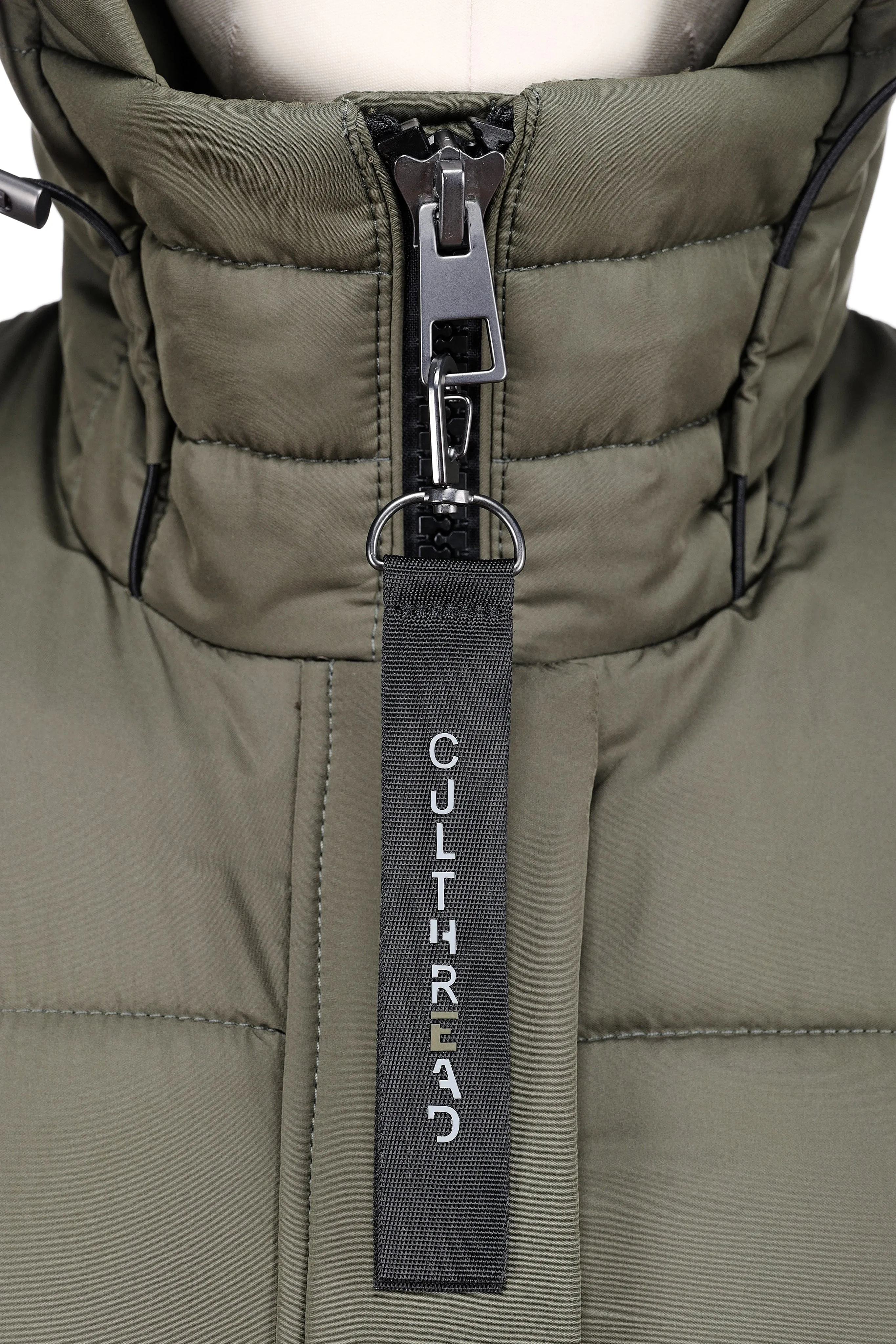PORTOBELLO recycled olive green long puffer jacket