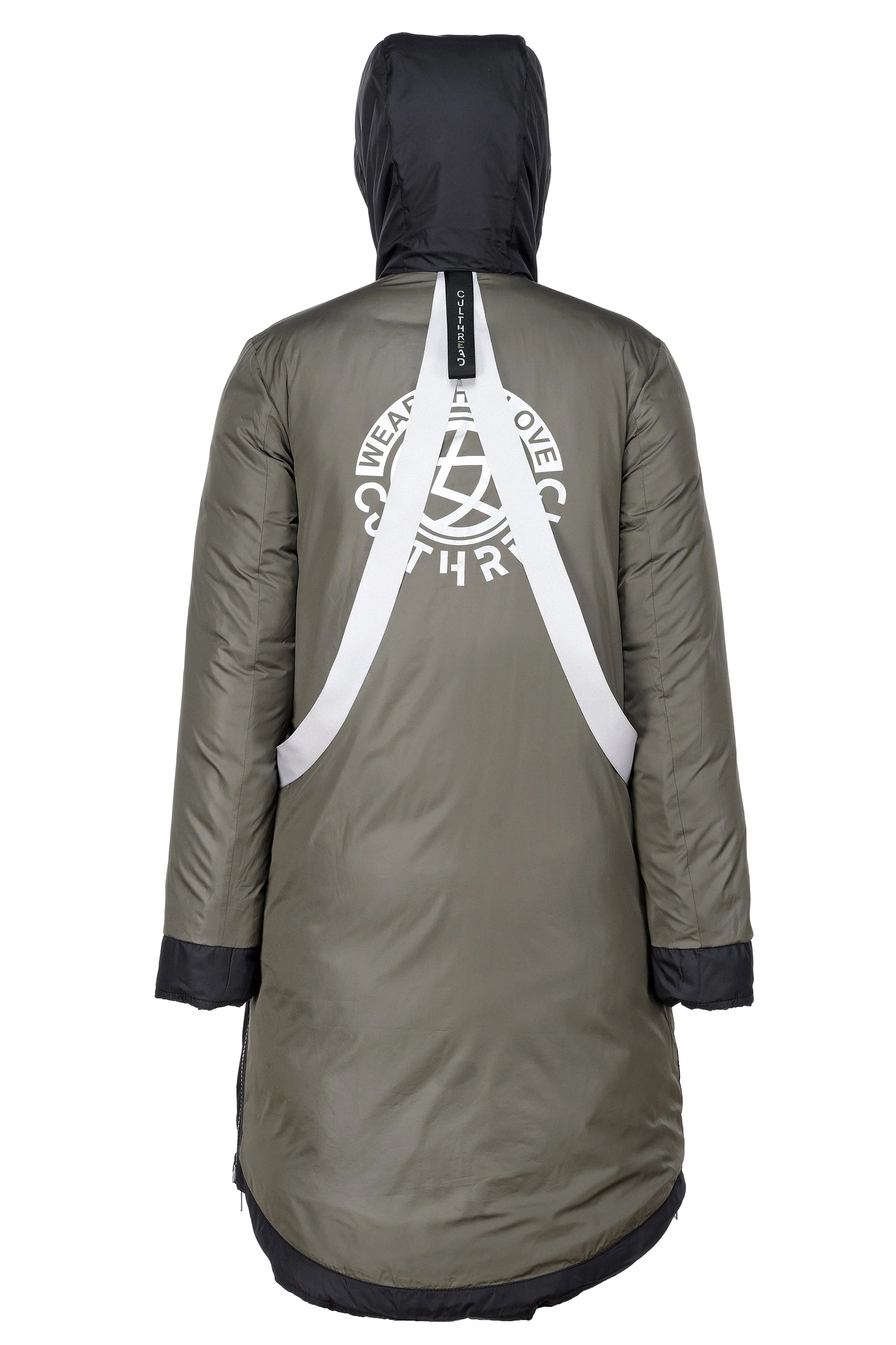 PORTOBELLO recycled olive green long puffer jacket