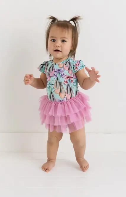 Posh Peanut Irina - Ruffled Cap Sleeve Tulle Skirt Bodysuit