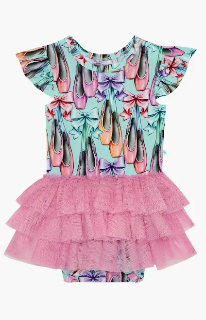 Posh Peanut Irina - Ruffled Cap Sleeve Tulle Skirt Bodysuit