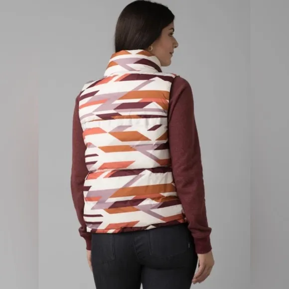 Prana Womens Puffer Vest HELLEBORE Rose Hip Geo 1970021 Duck Down NWT‎ $185 M