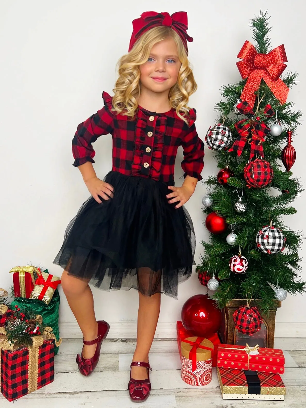Pretty Plaid Ruffled Tutu Dress