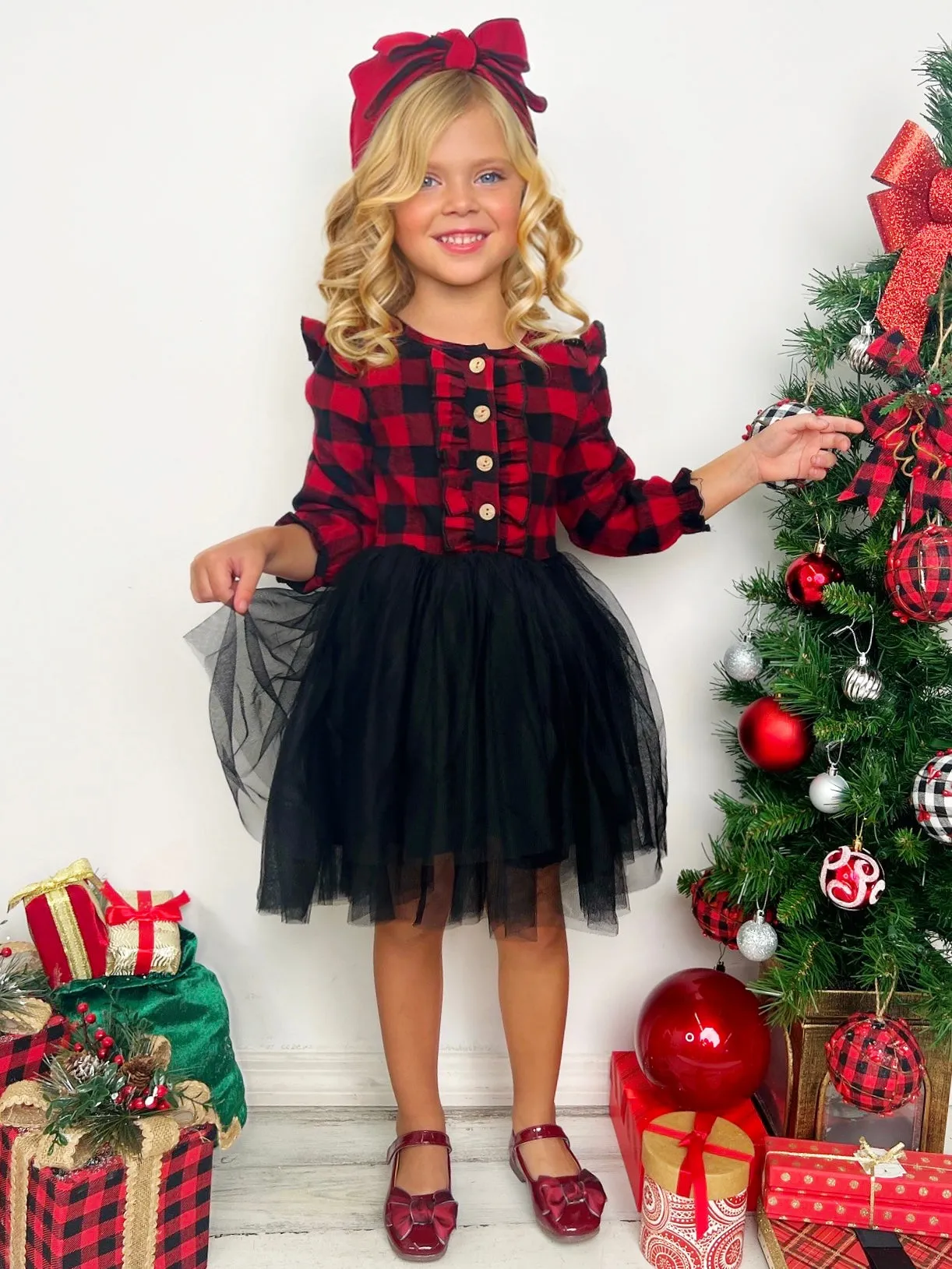 Pretty Plaid Ruffled Tutu Dress
