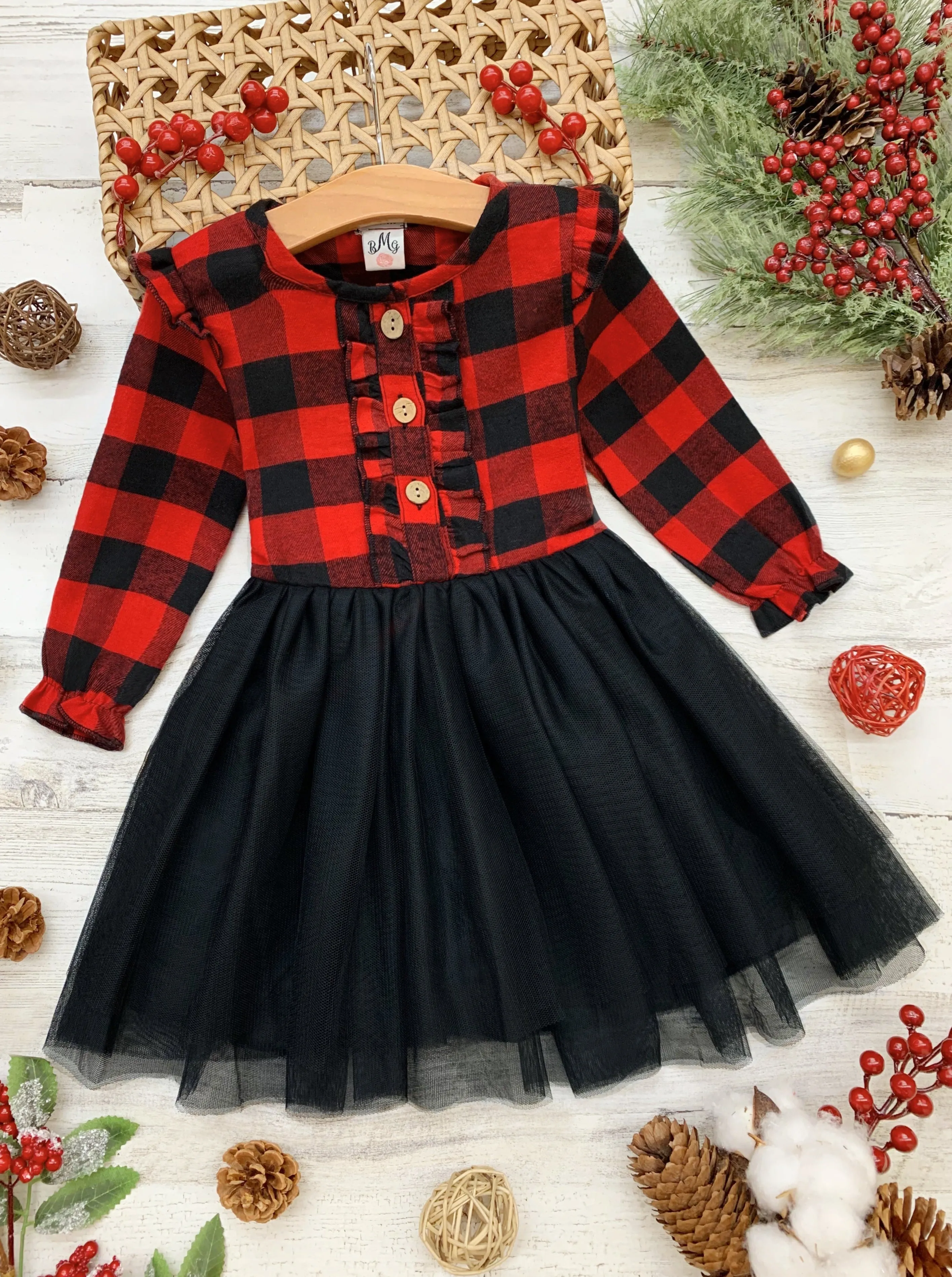 Pretty Plaid Ruffled Tutu Dress
