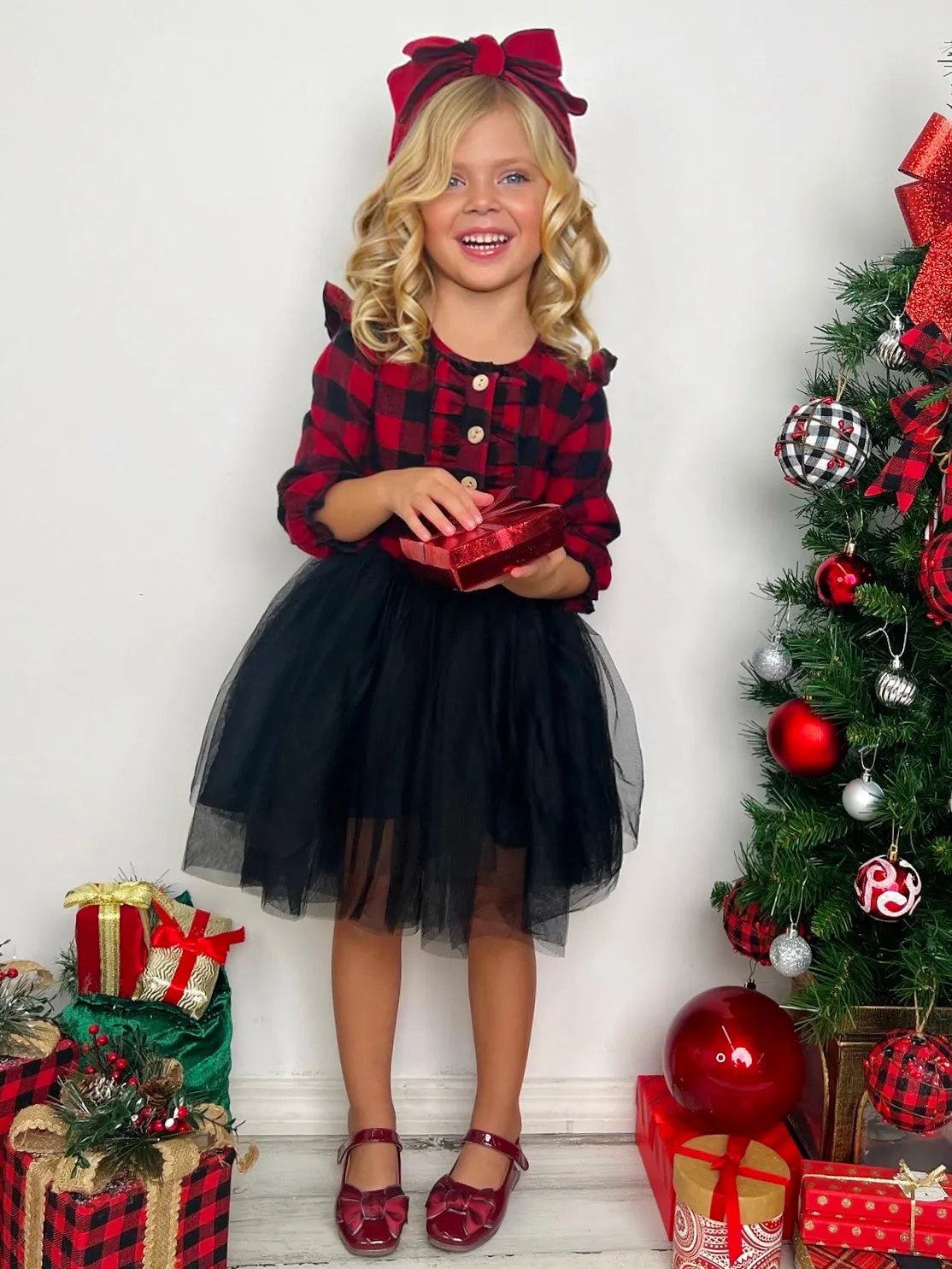 Pretty Plaid Ruffled Tutu Dress