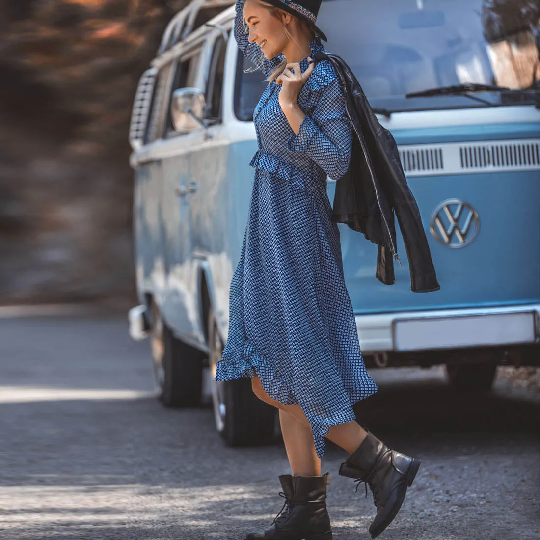 Printed Midi Ruffles Dress