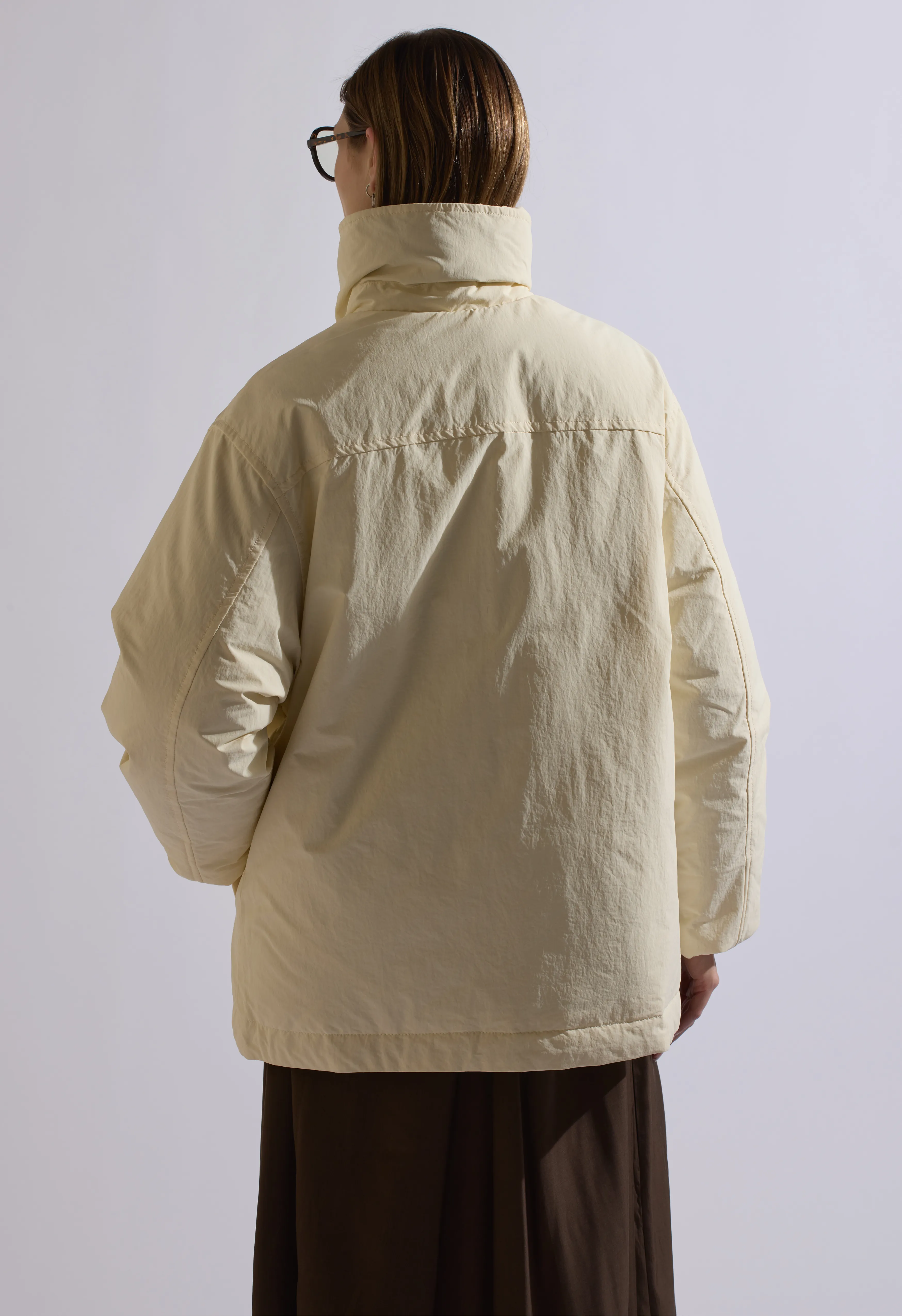 Puffer Down Wrap Jacket in Cream