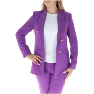 Purple Women's Blazer with Lapel Collar and Buttons
