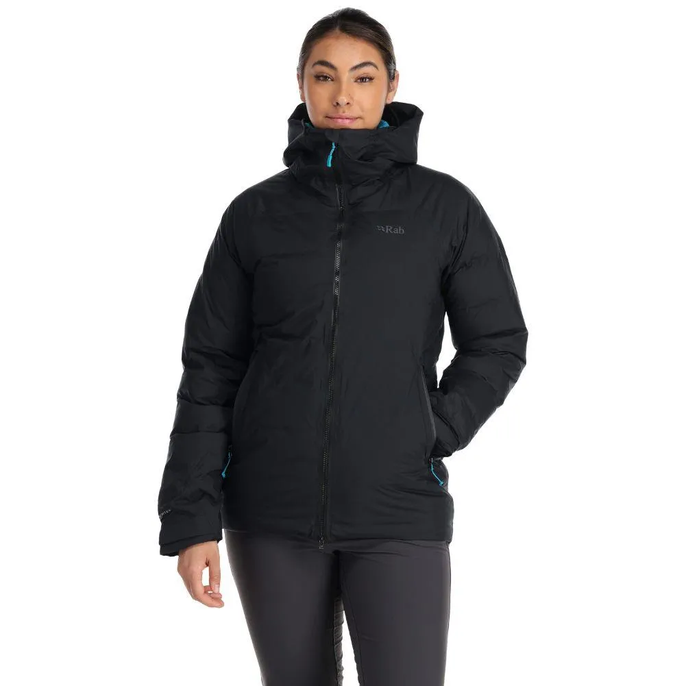 Rab Women's Valiance Waterproof Down Jacket (Black/Aquamarine)