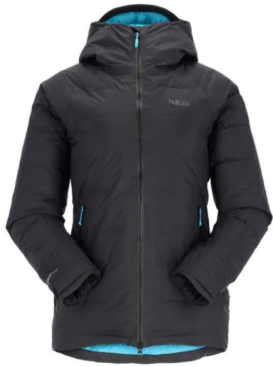 Rab Women's Valiance Waterproof Down Jacket (Black/Aquamarine)