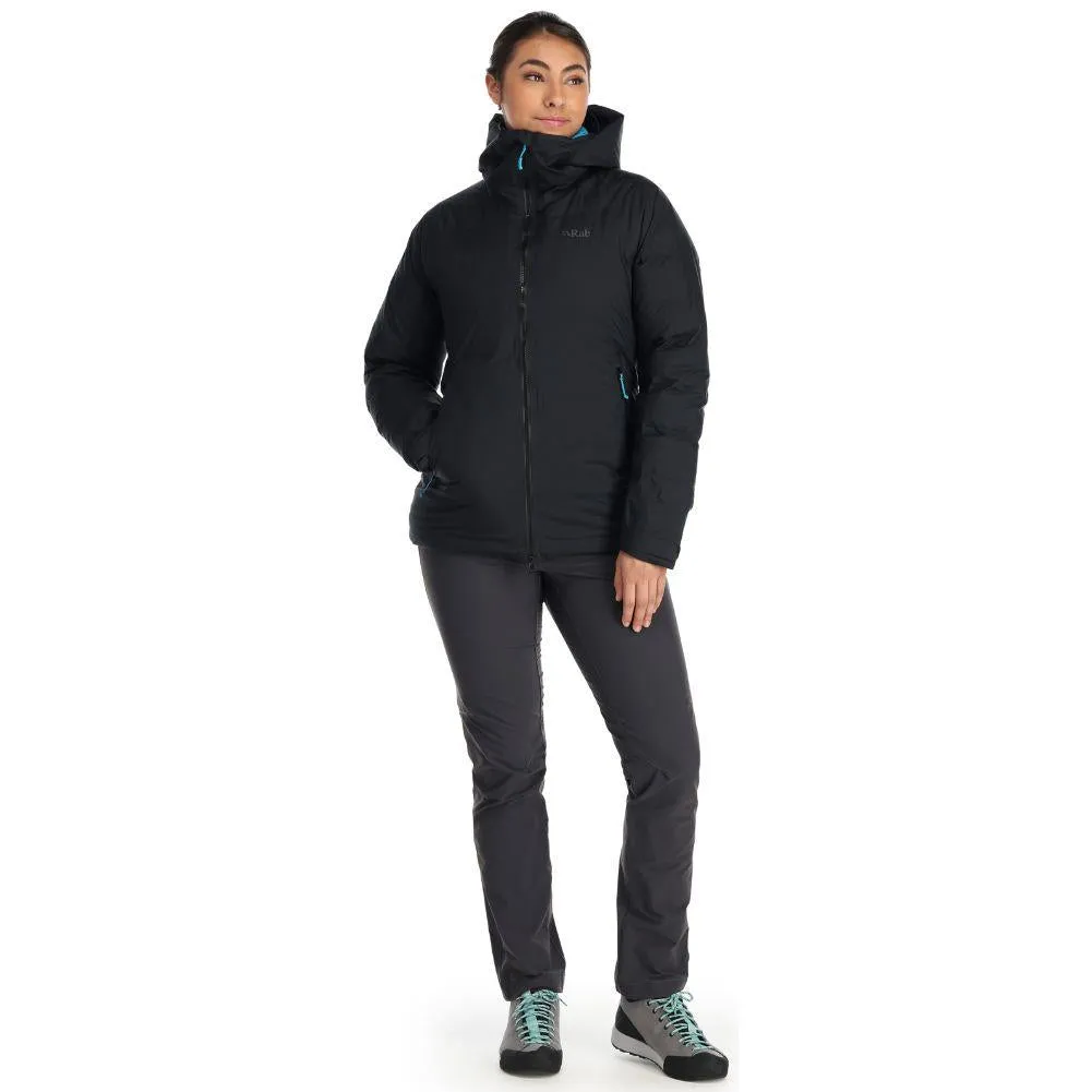 Rab Women's Valiance Waterproof Down Jacket (Black/Aquamarine)