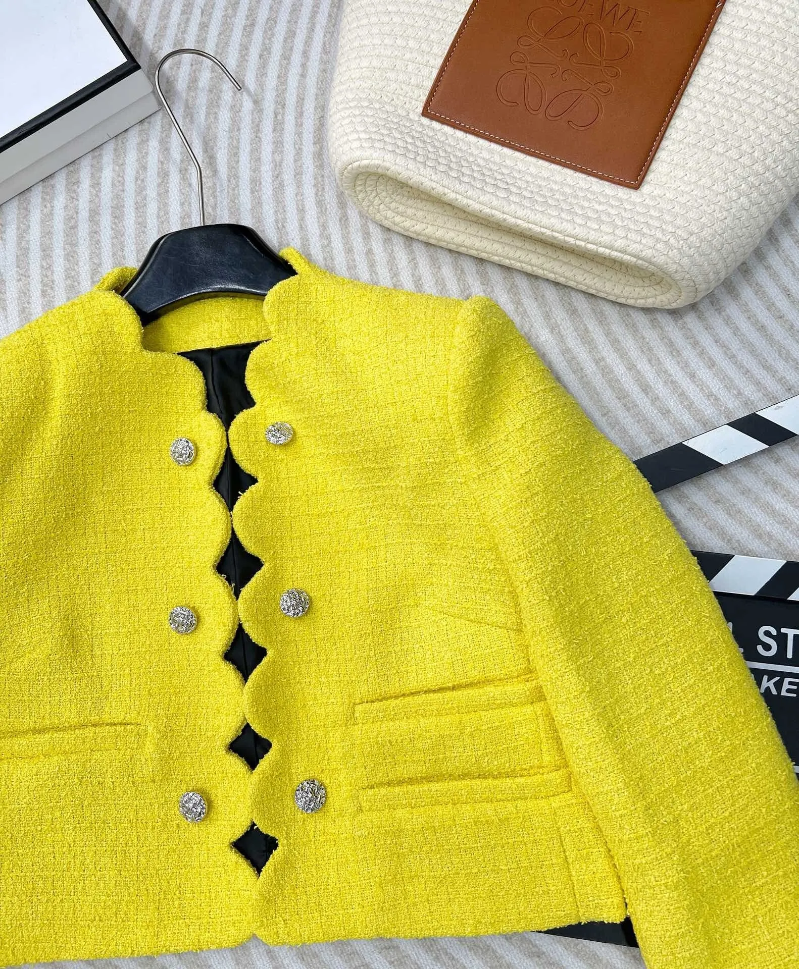 Radiance Scallop-Edge Tweed Blazer