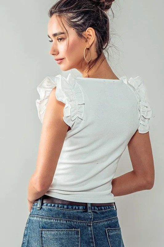 Radiate Knit Top - Ruffled Sleeves