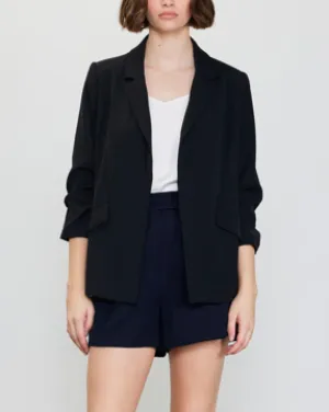 Recycled Shirred Sleeve Blazer | Black