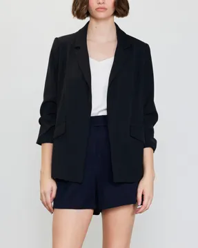 Recycled Shirred Sleeve Blazer | Black