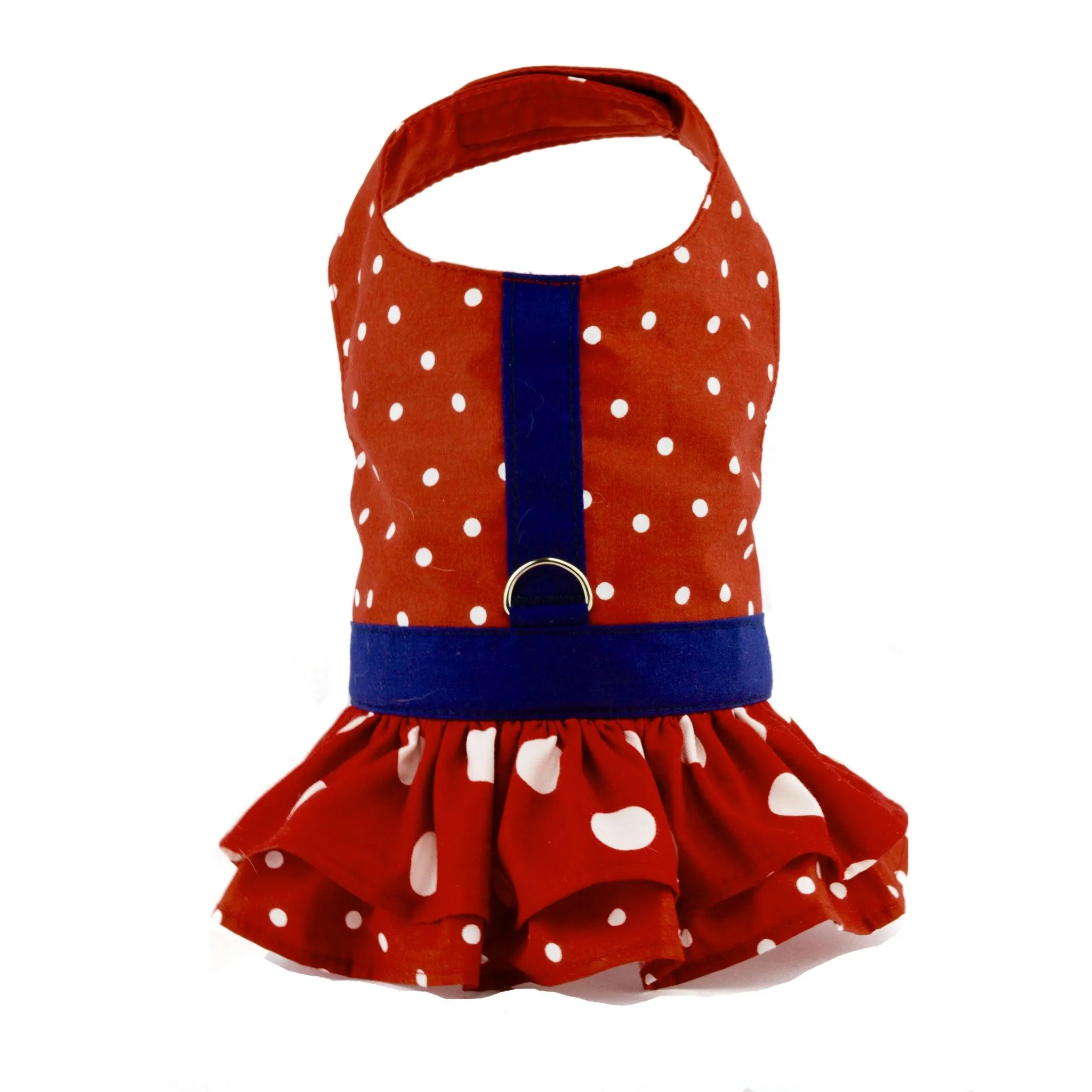 Red Polka Dot Ruffled Dog Vest Harness