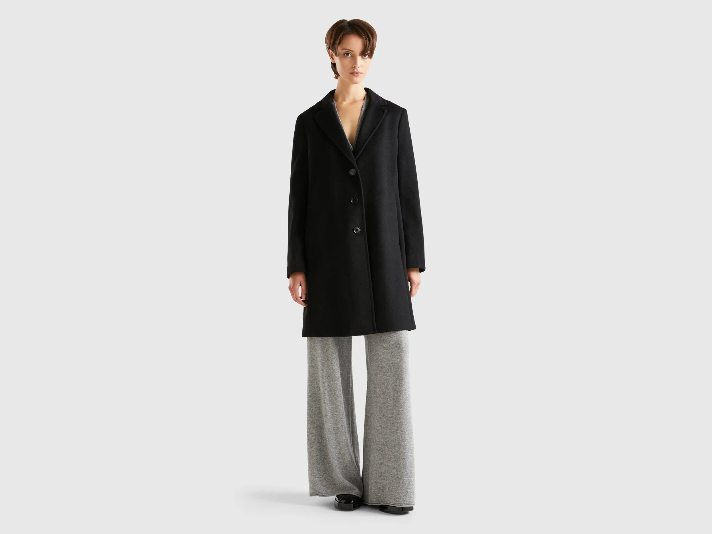 Relaxed Fit Button Down Solid Longline Coat