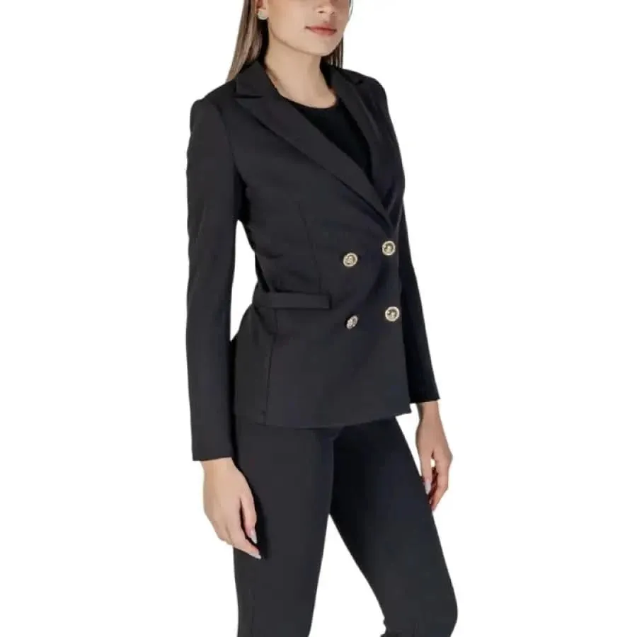 Rinascimento Women's Black Blazer with Lapel Collar and Front Pockets
