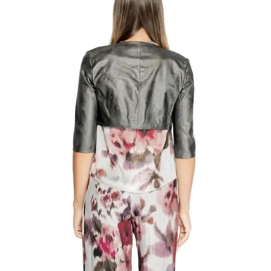 Rinascimento Women's Grey Blazer with 3/4 Sleeves