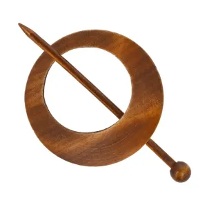 Round 80mm Asymmetric Timber Shawl Pin