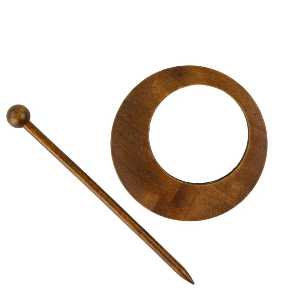 Round 80mm Asymmetric Timber Shawl Pin